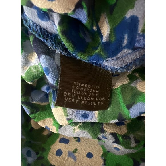 ANTHROPOLOGIE Fei Women’s Size 2 Silk Blue Floral Elbow Sleeve Blouse - Picture 6 of 6